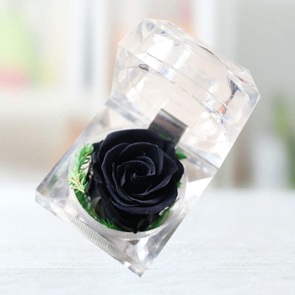 Gadpiparty Rosa preservada en una caja, regalo de rosa eterna en cúpula de cristal con cinta preservada para aniversario, cumpleaños, día de San