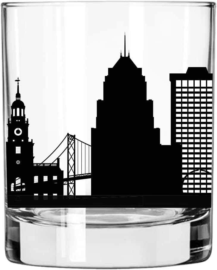 Toasted Tales – Vaso de whisky Detroit Skyline Cityscapes  Regalo para la gente de Detroit City  Vasos Old Fashioned Rocks Urban City  Regalo para