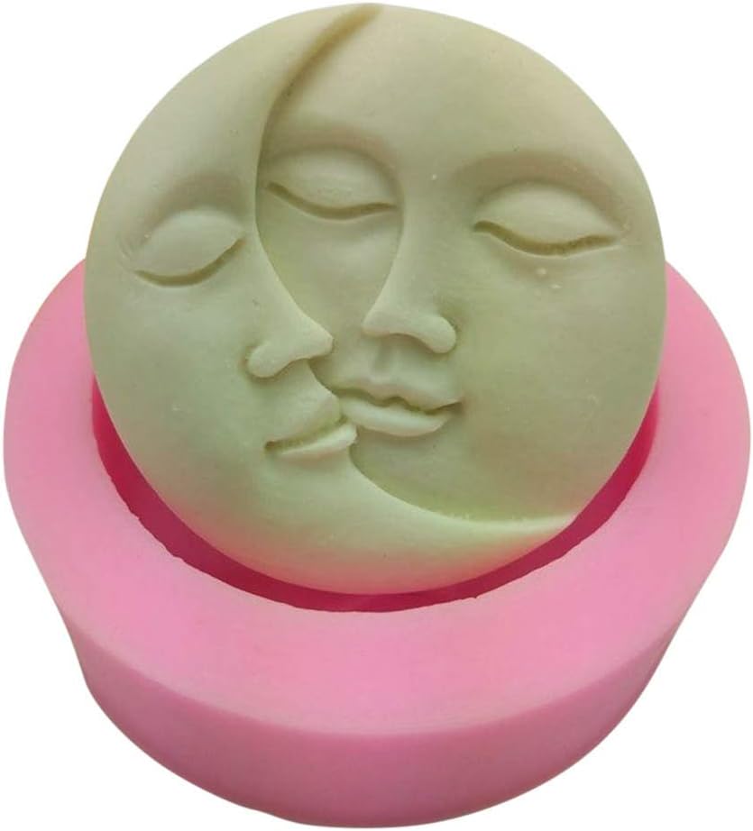 Molde de silicona con cara de luna para resina para hacer joyas, velas, gemas artificiales, arcilla polimérica, molde de fondant para pasteles