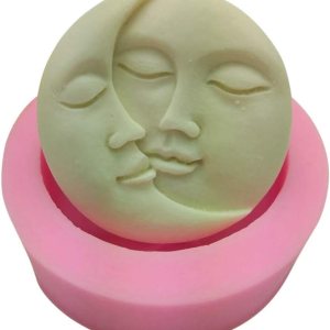 Molde de silicona con cara de luna para resina para hacer joyas, velas, gemas artificiales, arcilla polimérica, molde de fondant para pasteles Molde de silicona con cara de luna para resina para hacer joyas, velas, gemas artificiales, arcilla polimérica, molde de fondant para pasteles