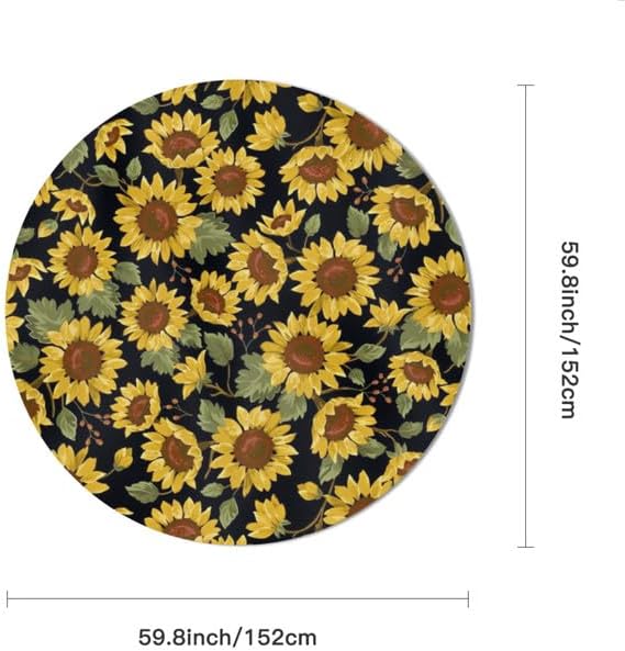 Mantel redondo de 60 pulgadas con patrón de mariposa de girasol, mantel retro para decoración del hogar, fiesta, cocina, comedor, picnic, otoño, día