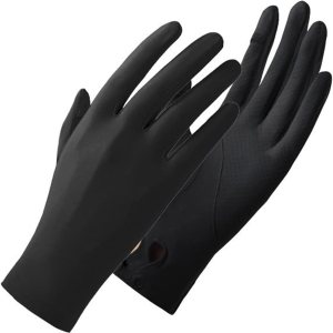 1 par de guantes de ciclismo antideslizantes de silicona con puños de botones, guantes finos de malla de seda de hielo para mujer, guantes de 1 par de guantes de ciclismo antideslizantes de silicona con puños de botones, guantes finos de malla de seda de hielo para mujer, guantes de