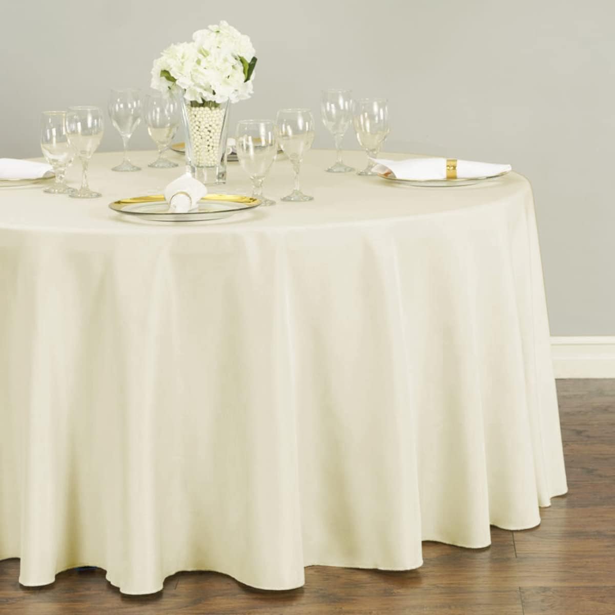 Sparkles Make It Special Leading Linens – Mantel redondo de tela de poliéster de 120 pulgadas de lino  Recepción de boda, restaurante, banquete,
