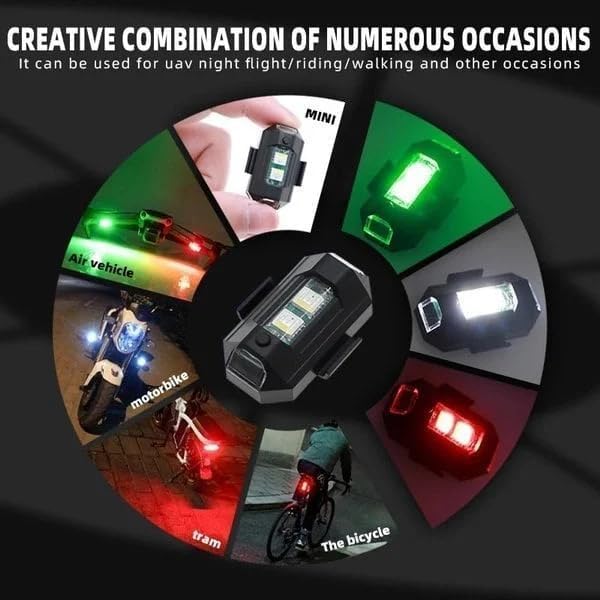 Luces LED anticolisión, 7 colores LED estroboscópicas luces de dron, luces traseras anticolisión para aviones que vuelan, luces estroboscópicas LED