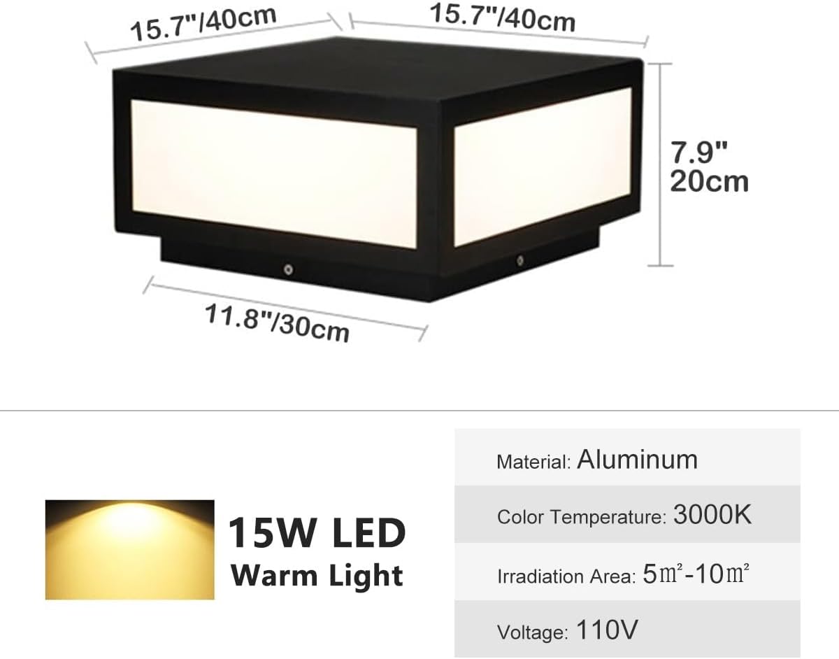 Luz de pilar de poste para exteriores, IP65, impermeable, de aluminio, moderna, de lujo, regulable, 15 W, luces de columna LED, iluminación urbana