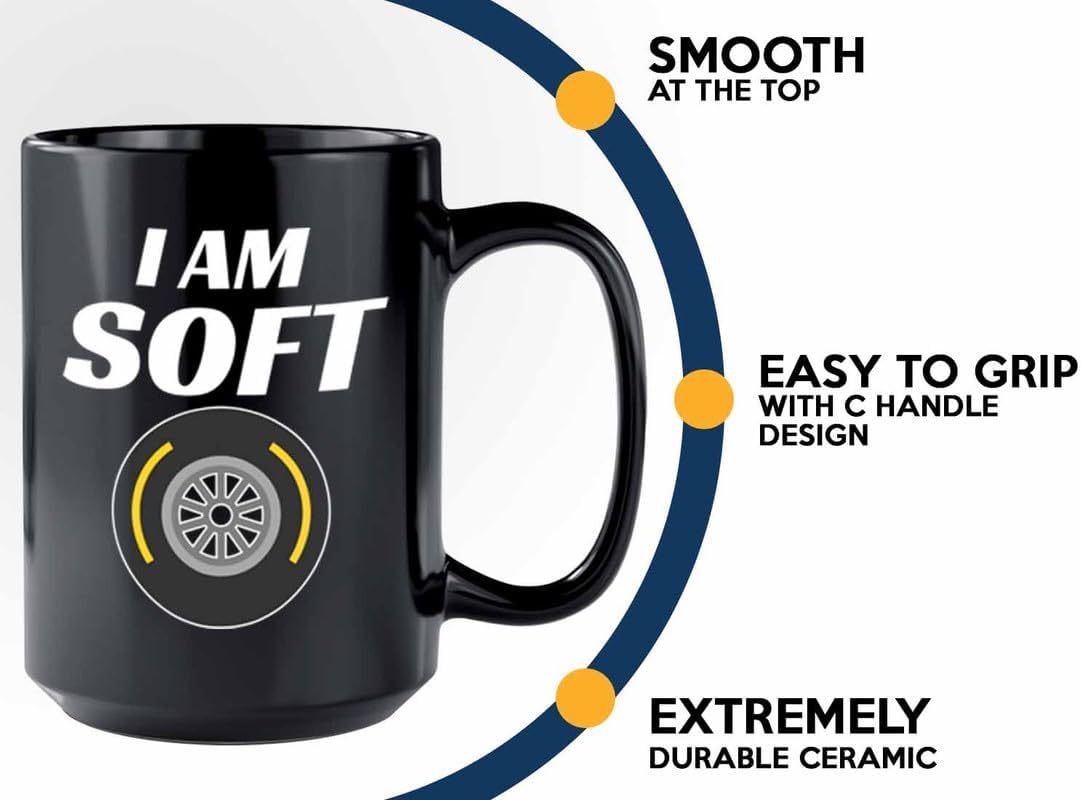 Racer Coffee Mug 15oz Black – I’m Soft – Fuel Speed Racer Car Guys Circuit Automotive Racing Boy Gifts For Him Dad Men Boyfriend