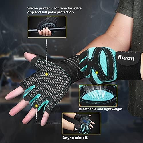 ihuan – Guantes de entrenamiento con ventilación para hombres y mujeres, protección completa de la palma de la mano para levantamiento de pesas,