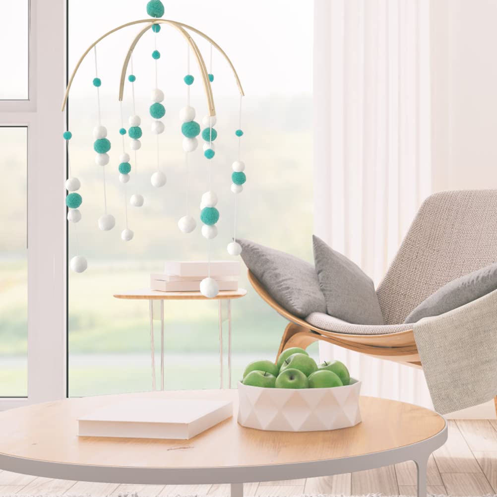 Cuna de bebé móvil de madera, campanilla de viento, bola de fieltro, campana de cama colgante, decoración de guardería para niñas y niños,