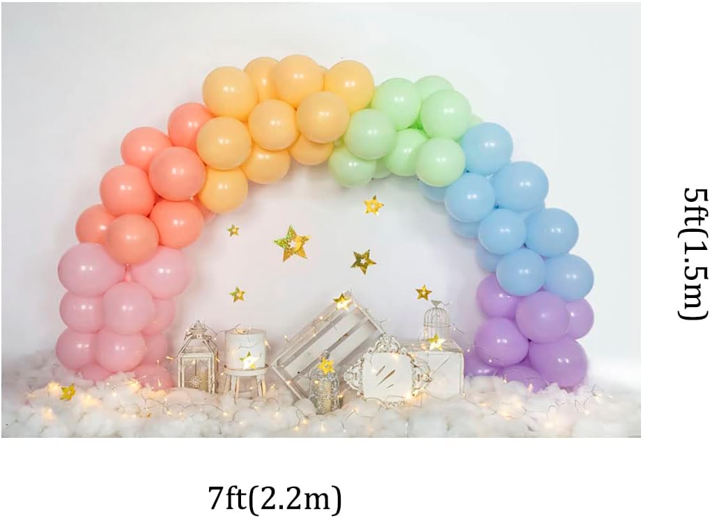 Kate Globos de fiesta de cumpleaños de 7 x 5 pies, arco de fondo de fotografía con purpurina dorada de cinco estrellas, fondo de decoración de fondo