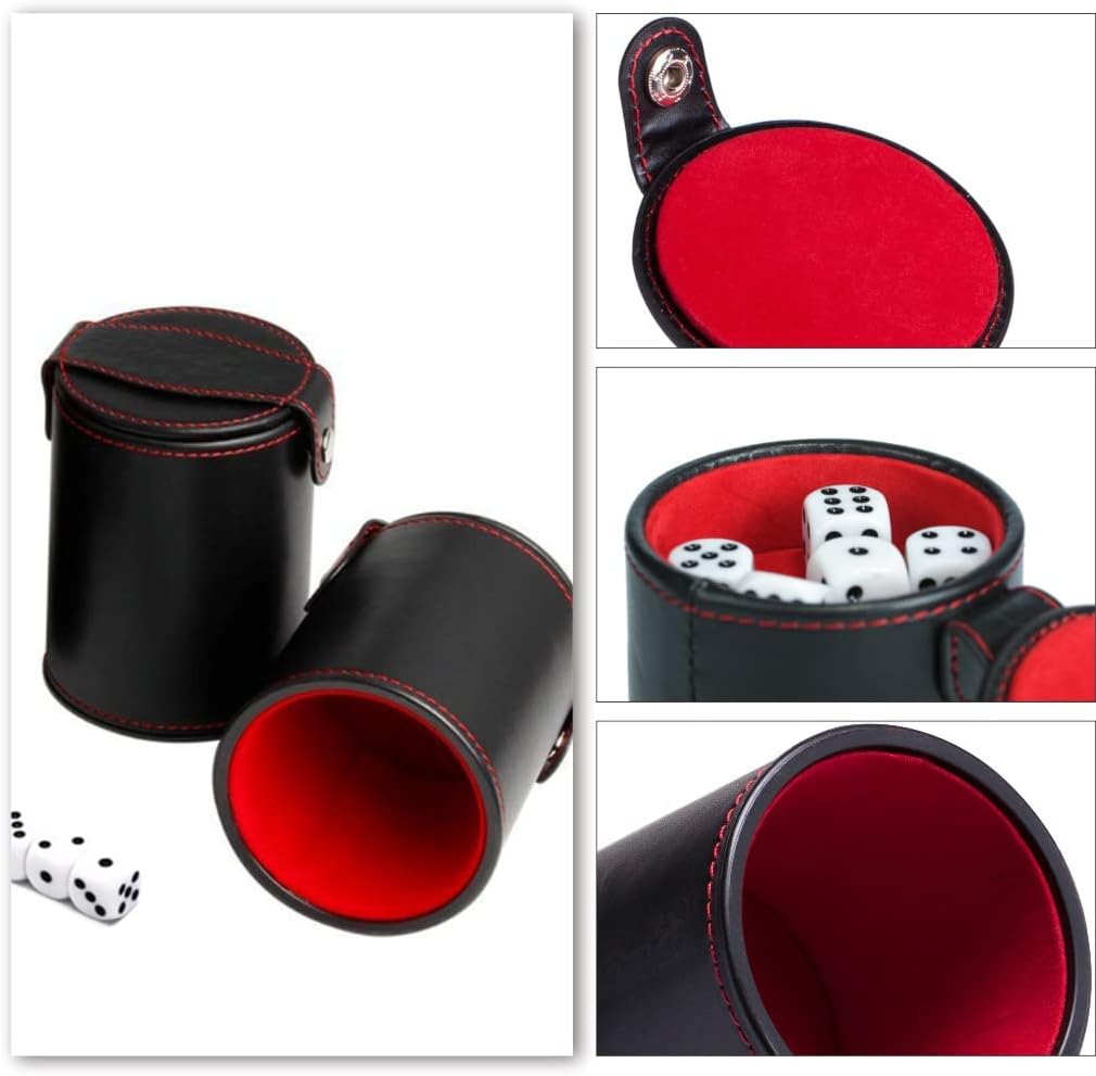 Taza de dados de piel sintética, herramienta de almacenamiento de dados con forro de fieltro de moda, agitador de dados silencioso para disfrutar