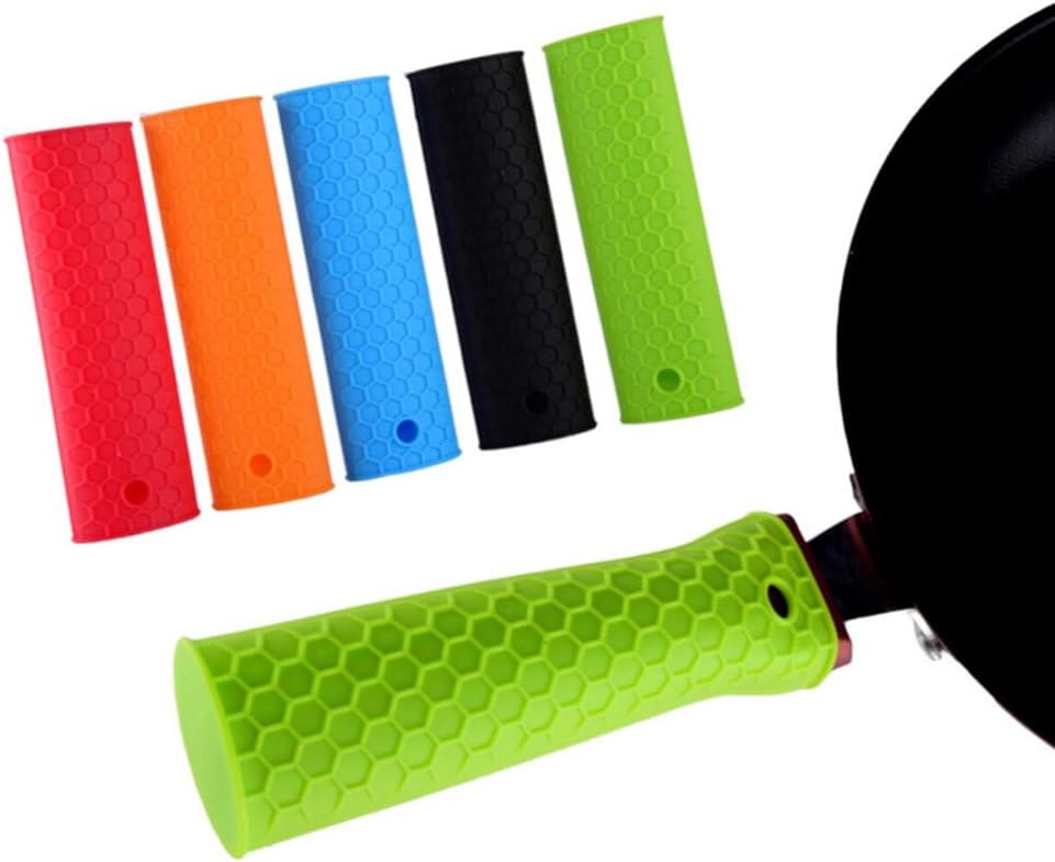 CALLARON 4 fundas para mango de olla, cubierta de mango de hierro fundido, funda de silicona para mango de olla de silicona, soporte de mango