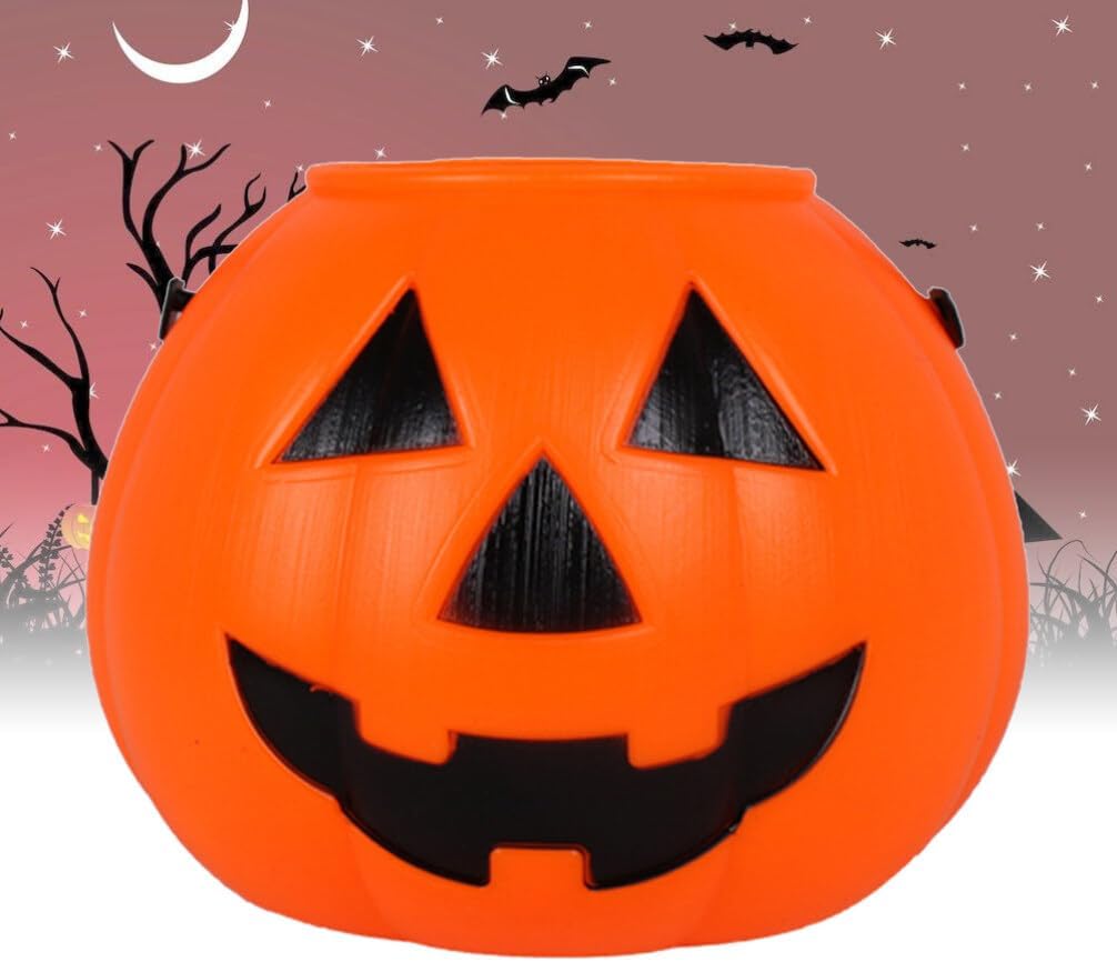 VALICLUD Cubo de Halloween para Halloween, soporte portátil de plástico multiusos para regalos de fiesta, suministros de decoración del hogar, cubo
