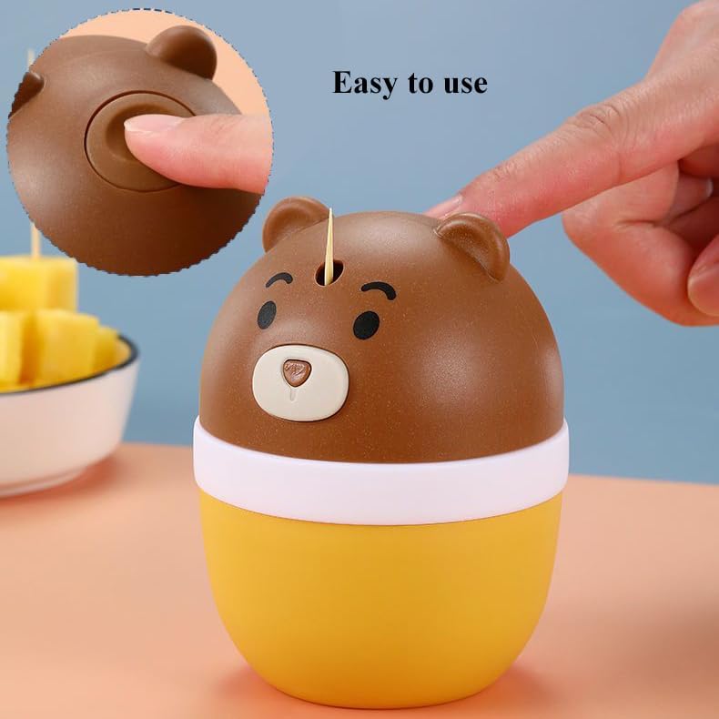 Dispensador de palillos de dientes creativo, dispensador automático de palillos de dientes con forma de oso lindo para cocina, restaurante, hotel,