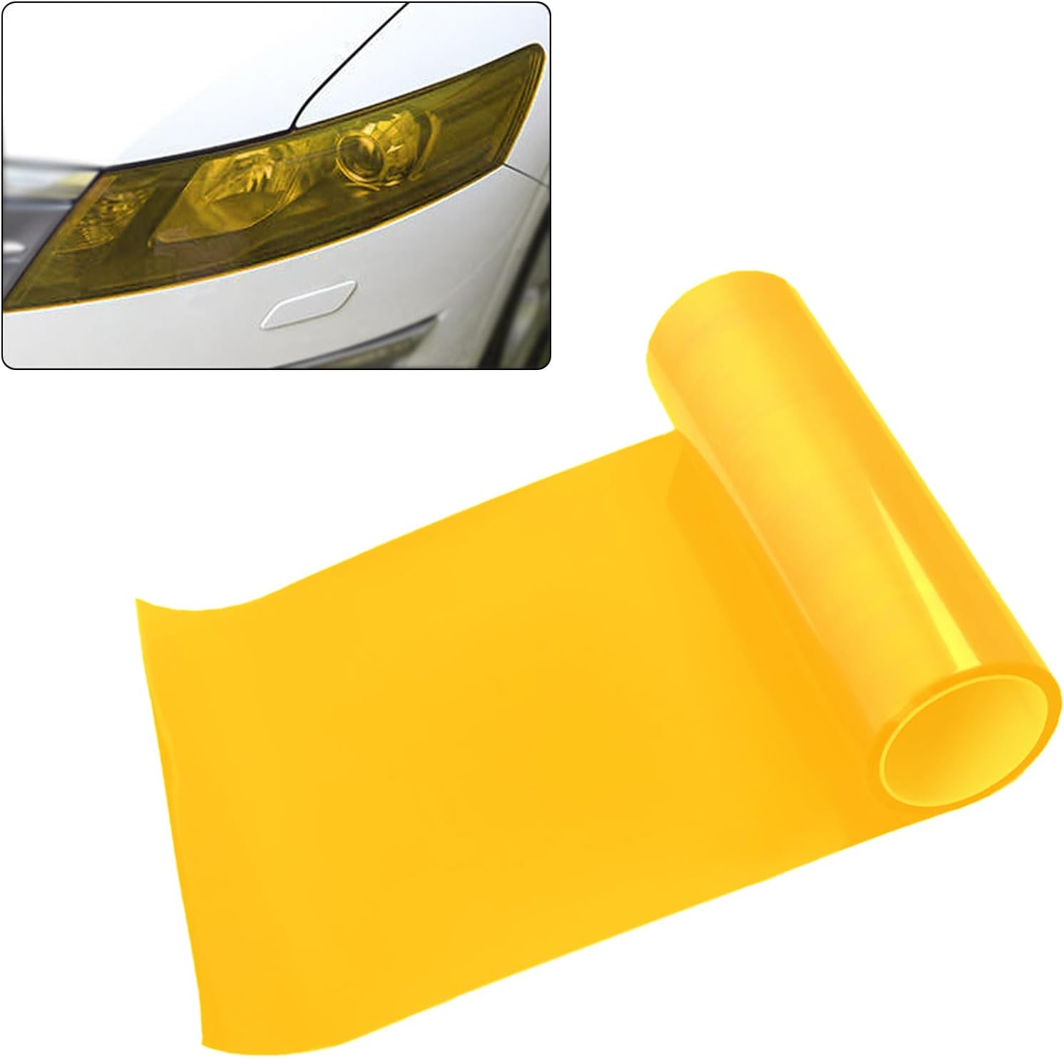 1 calcomanía de modificación de color para foco de automóvil, película de PVC de fibra de carbono de 11.8 x 47.2 pulgadas, accesorios universales