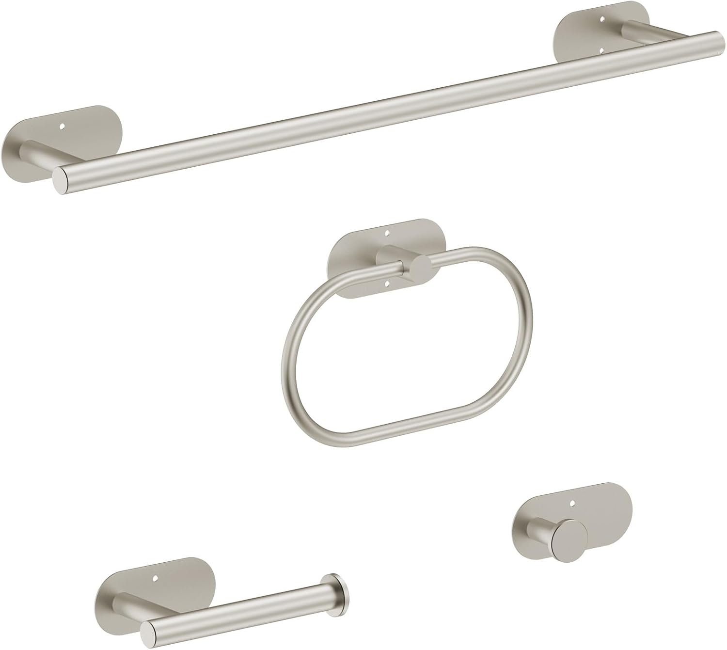 Juego de 4 piezas de accesorios de baño, juego de accesorios de níquel cepillado, juego de toallas de mano de 24 pulgadas, acero inoxidable 304,