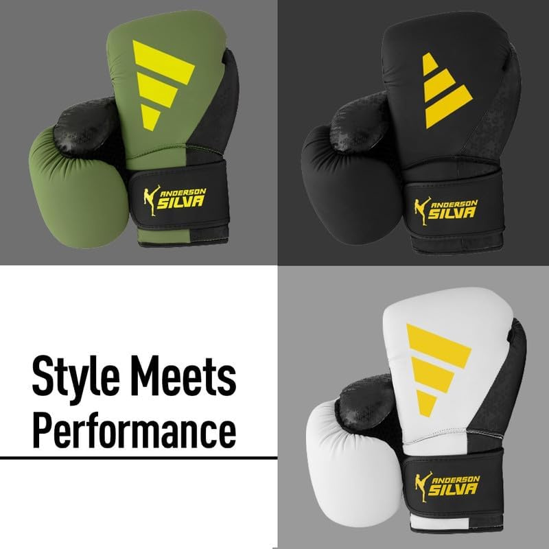 Adidas x Anderson Silva – Guantes de boxeo para uso diario, equipo de fitness versátil con carcasa exterior de poliuretano y espuma moldeada por