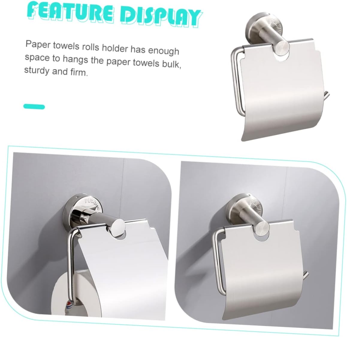 DOITOOL Soporte de papel higiénico para montaje en pared, estantes para armarios, soporte para toallas de papel colgante, dispensador de papel de