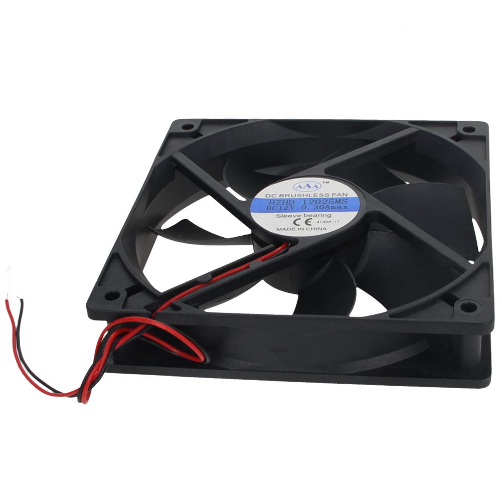 Othmro Radiadores de refrigeración sin escobillas ventilador negro 12V 3.6W 0.3A 4.724 in X 4.724 in X 0.984 in 12025MS 1PCS