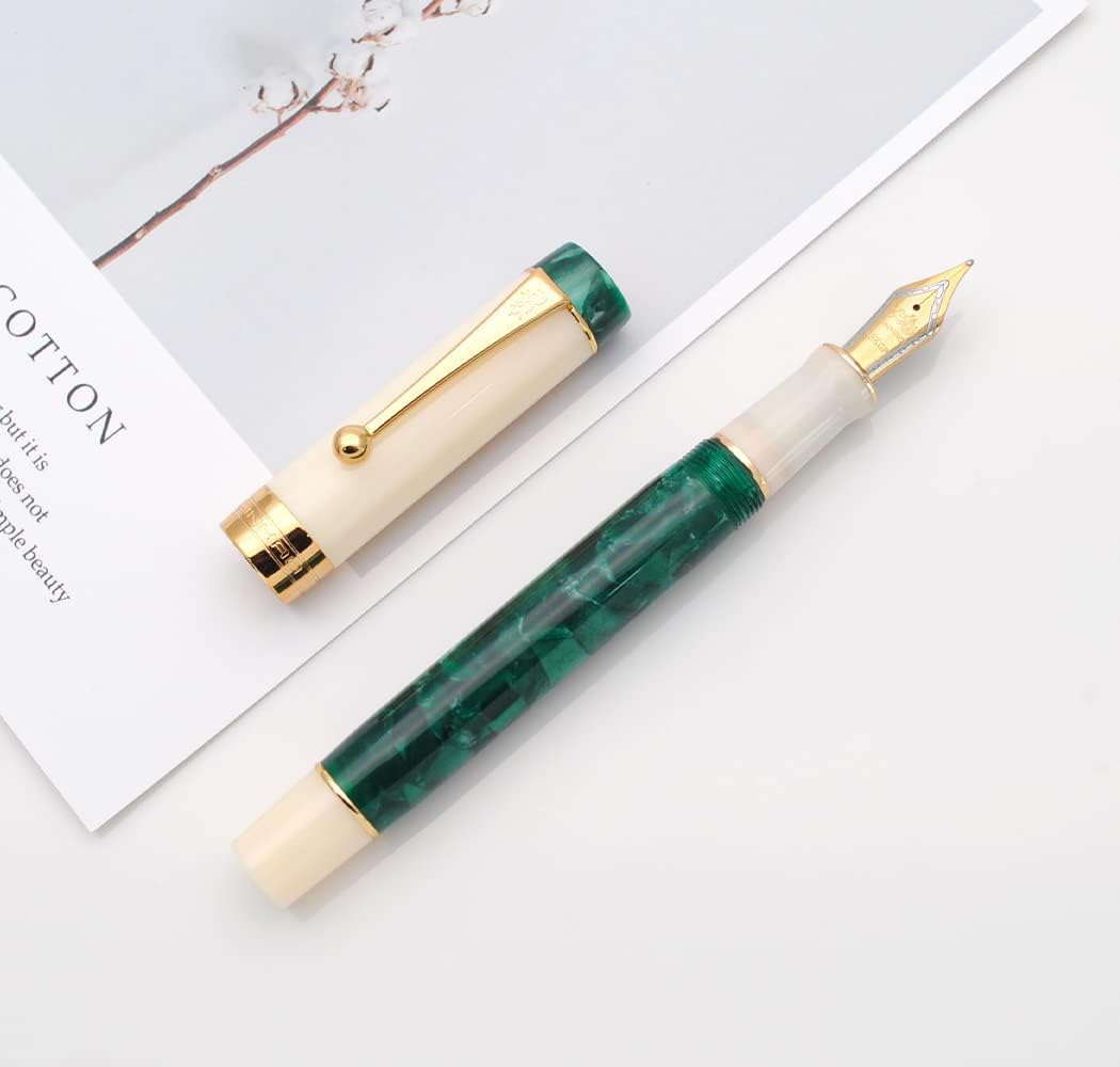JINHAO 100 – Pluma estilográfica con convertidor de tinta (punta media 0.028 in, verde marino profundo-A)