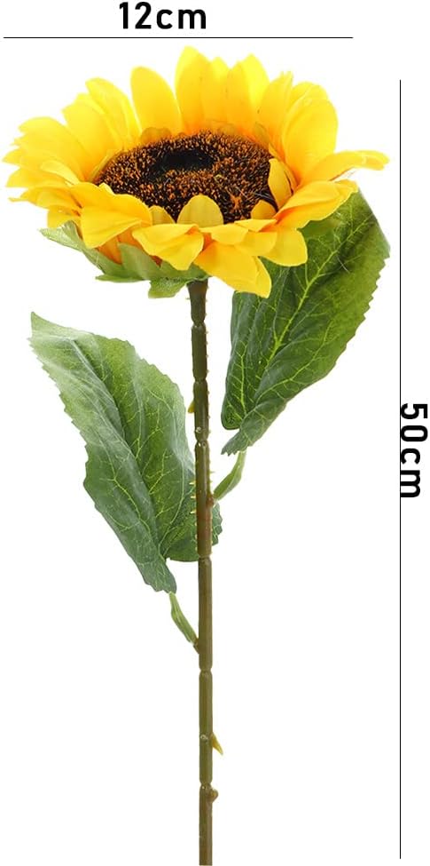 1 ramo de girasoles artificiales amarillos de 19.68 pulgadas con tallos, flores de sol artificiales realistas, ramo de girasoles de seda falsa, para