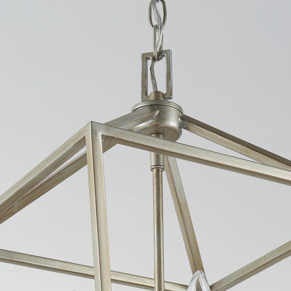 Home Decorators Collection Weyburn – Lámpara de araña de 4 luces con hojas de plata antigua