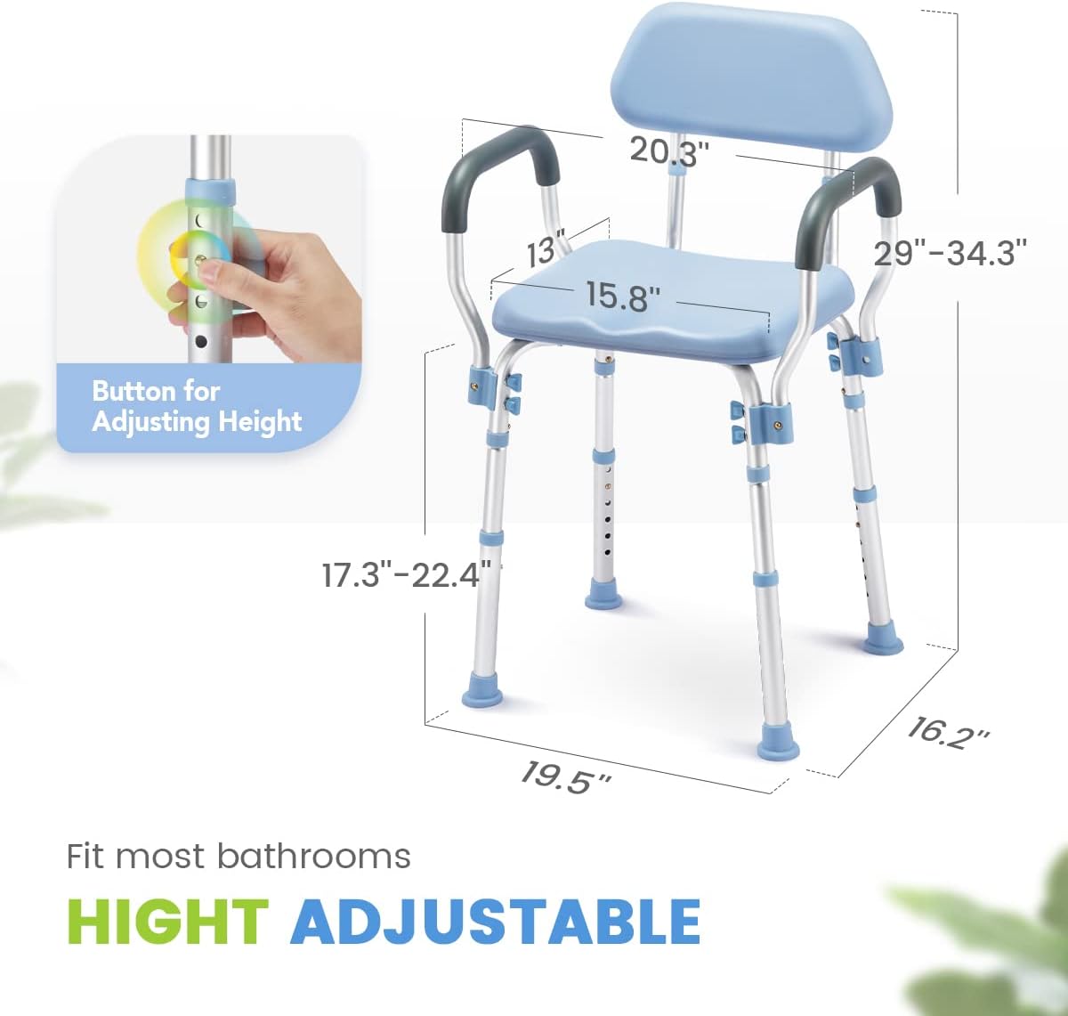 OasisSpace Silla de ducha acolchada con respaldo, silla de baño sin herramientas para ducha interior, silla de baño antideslizante para personas