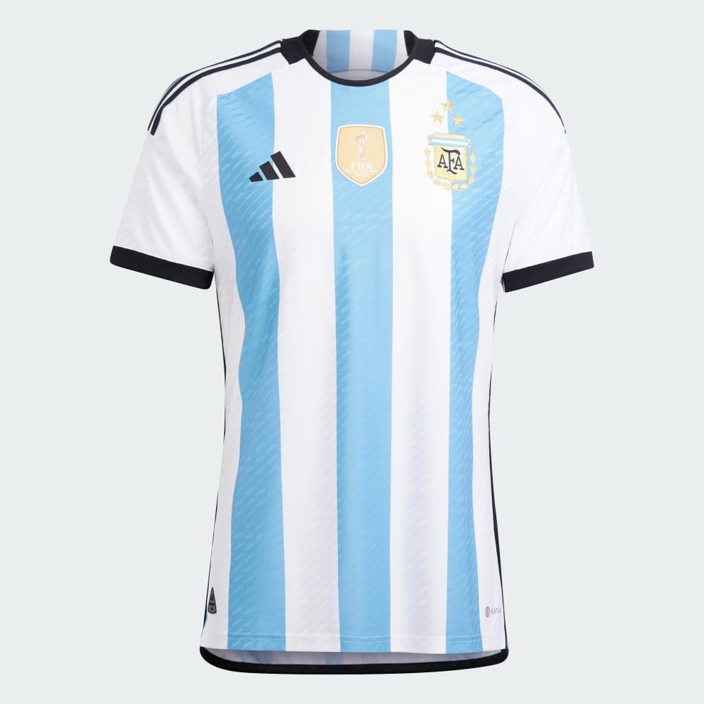 adidas Camiseta auténtica de 3 estrellas de fútbol Argentina 2022 para hombre – Celebra el número tres y vístete como un campeón del mundo