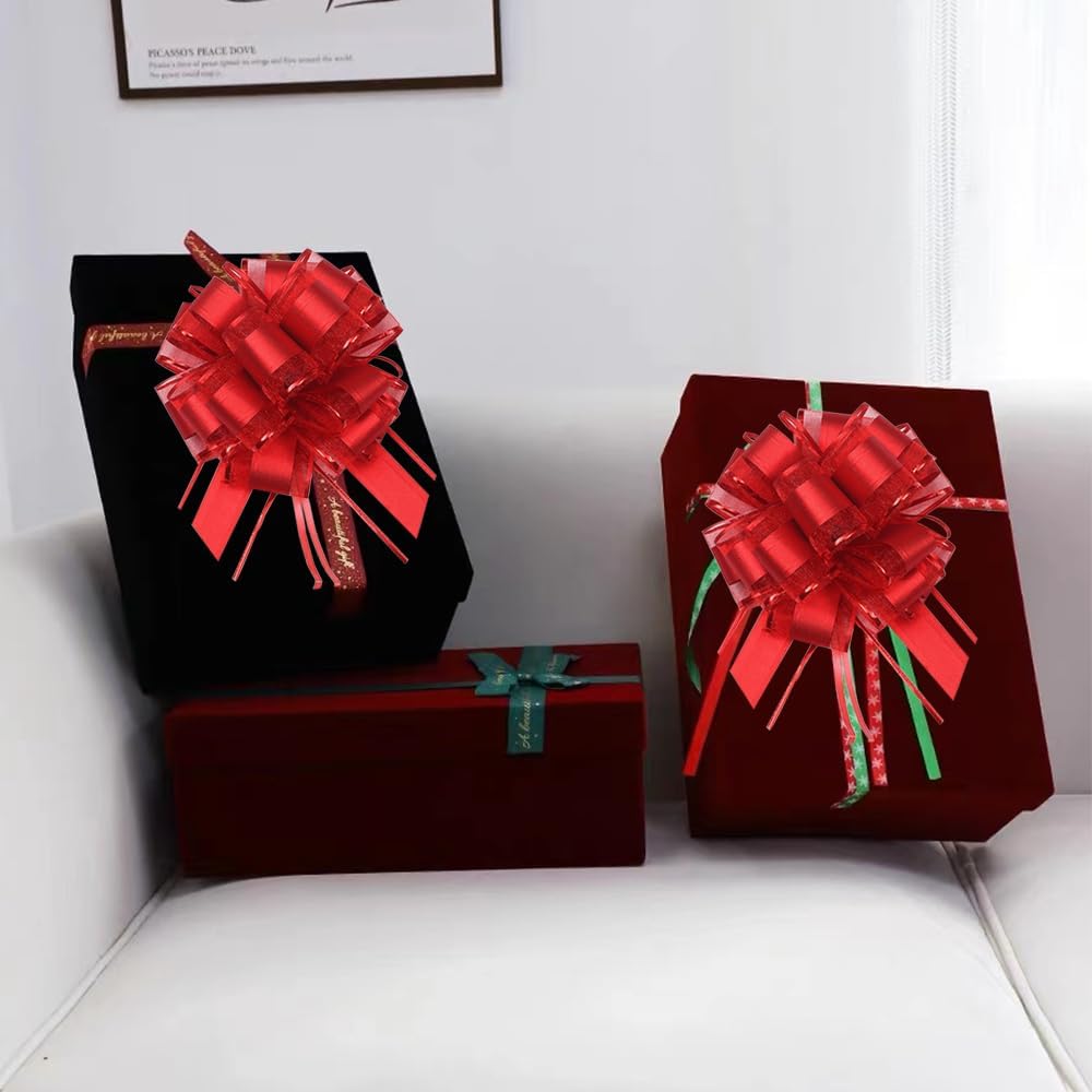 6 lazos de regalo grandes, lazos para envolver regalos, 6 pulgadas, cesta y decoración de boda, lazos de envoltura de regalos de vacaciones y