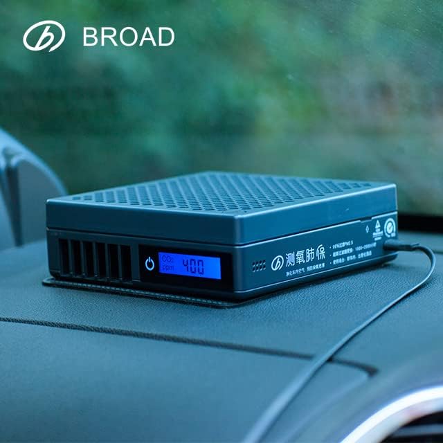 BROAD Purificador de aire para coche, verdadero filtro HEPA H13 purificador de aire pequeño con monitoreo de concentración de CO2 y función de