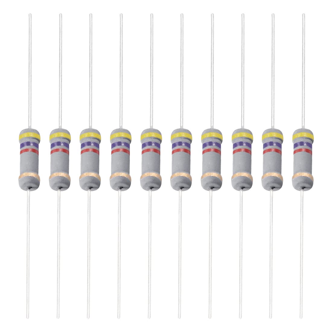 YOKIVE 100 resistencias de película de carbono, 1 W 4.7 K ohmios, 5 % de tolerancias, bueno para proyectos electrónicos de bricolaje (4 bandas de