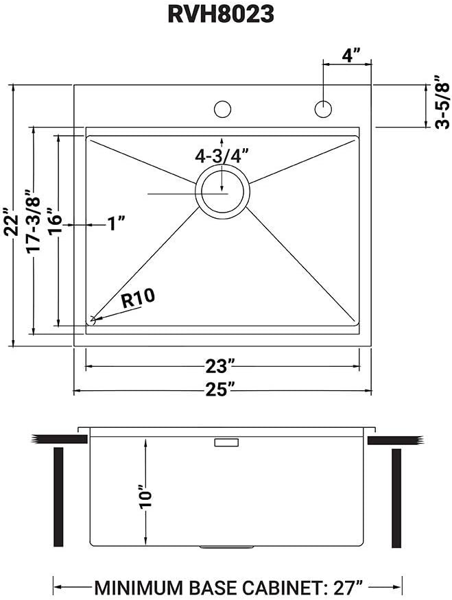 Ruvati – Fregadero de cocina de acero inoxidable calibre 16, con estación de trabajo empotrable y de montaje superior