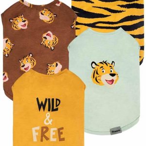 Fitwarm Paquete de 4 camisas de perro de tigre, ropa de verano para perros pequeños, niños y niñas, camiseta divertida para perro, atuendo para Fitwarm Paquete de 4 camisas de perro de tigre, ropa de verano para perros pequeños, niños y niñas, camiseta divertida para perro, atuendo para
