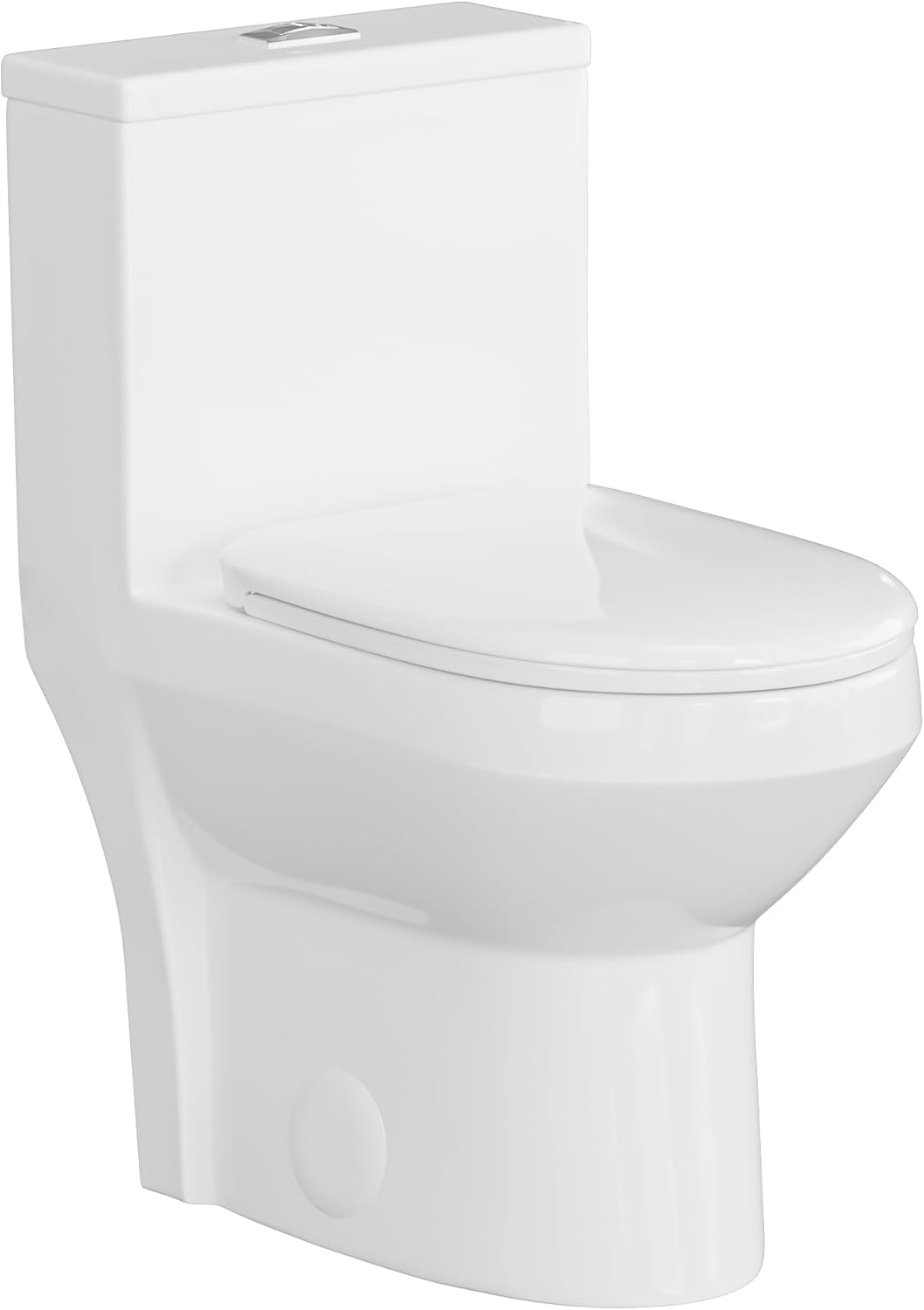 Inodoro compacto de una pieza de altura cómoda de 16.5 pulgadas con potente y sifónico doble descarga y MAP 35.27 oz, inodoros pequeños modernos