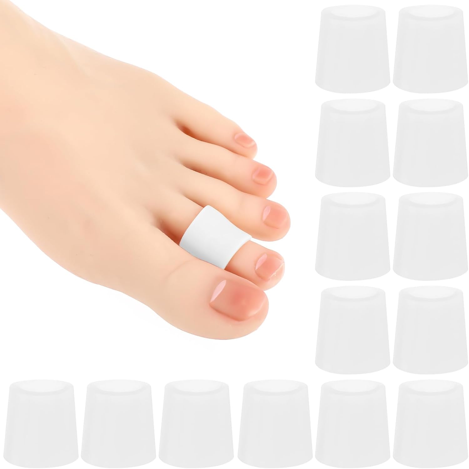 Amaxiu 14 protectores de silicona para dedos de los pies, fundas suaves para dedos pequeños para evitar el dolor, protectores de cojín para los