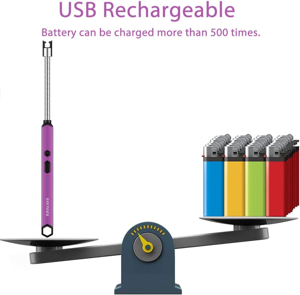 RAYONNER Encendedor eléctrico encendedor de velas recargable USB encendedor largo cuello flexible (rosa)