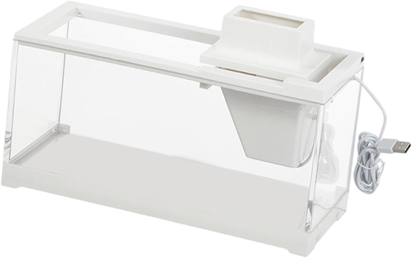 Generic Tanque de peces de escritorio blanco con filtración de agua Cuenco de peces de acuario para oficina, escritorio, hogar, con bomba de agua