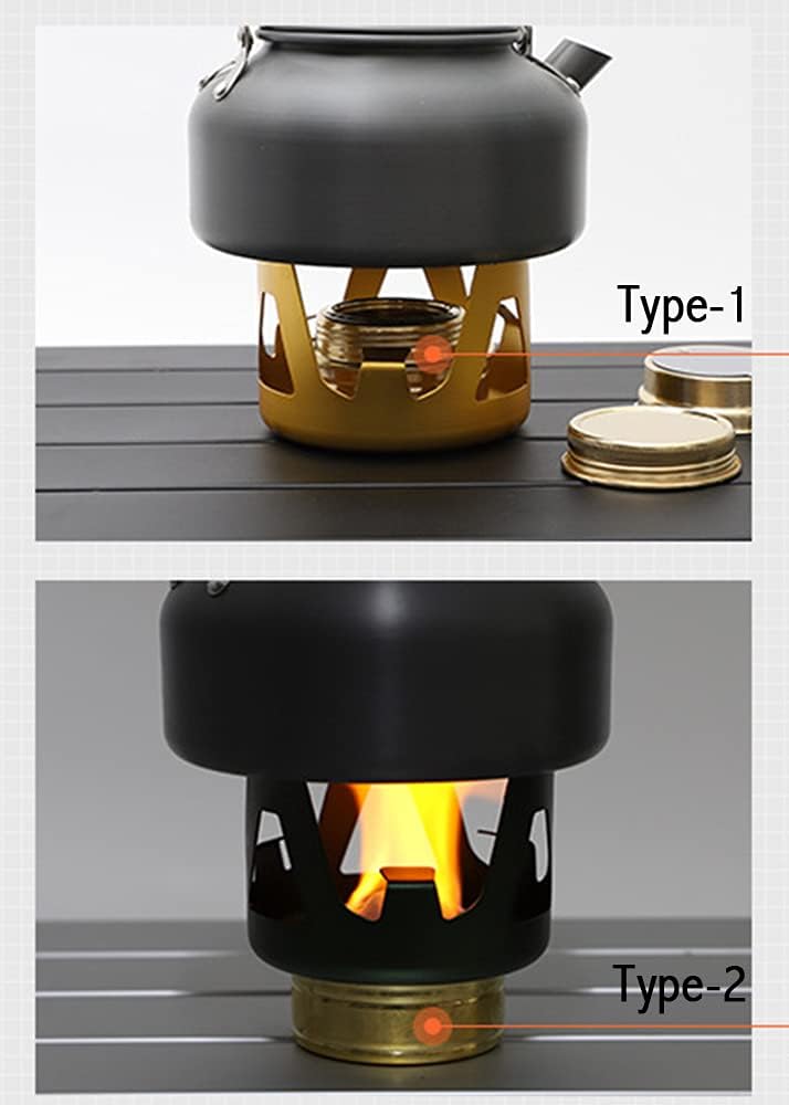 Mini estufa de alcohol, quemador de alcohol ligero de latón con soporte de aluminio para camping, senderismo y picnic (gris)