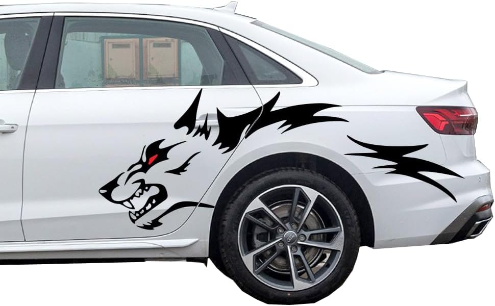 Calcomanías grandes para carrocería de automóvil, calcomanías modificadas geniales para rueda trasera y puerta de automóvil (negro)