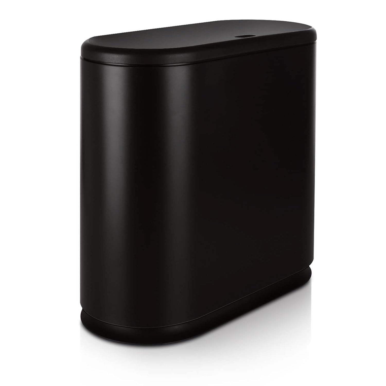 ABuff Cubo de basura pequeño de 12 L con tapa tipo prensa, contenedor de basura delgado de 3.17 galones, cesta de basura de plástico negro para