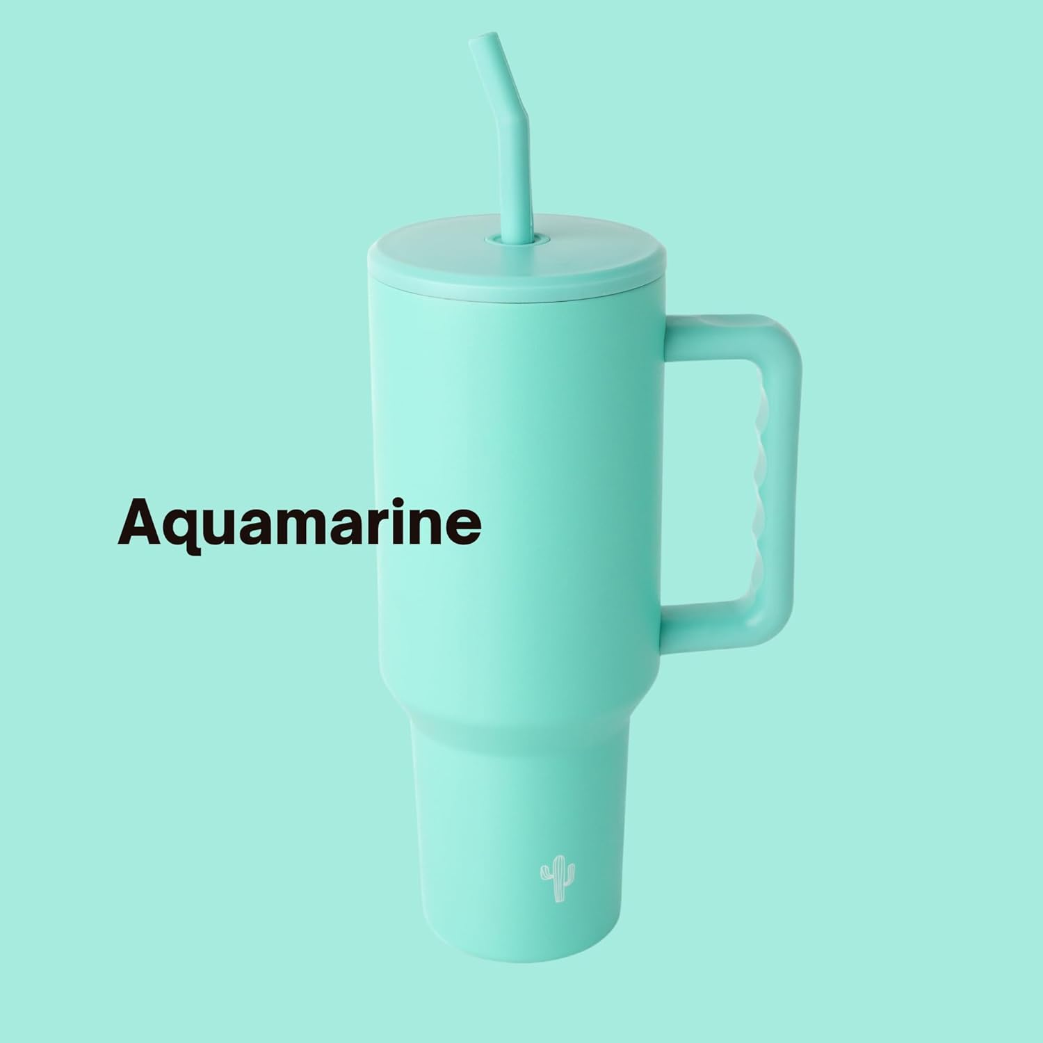 Vaso aislado de acero inoxidable de 40 onzas, tapa antiderrames, asa y 2 popotes, apto para portavasos y apto para lavavajillas, a prueba de fugas