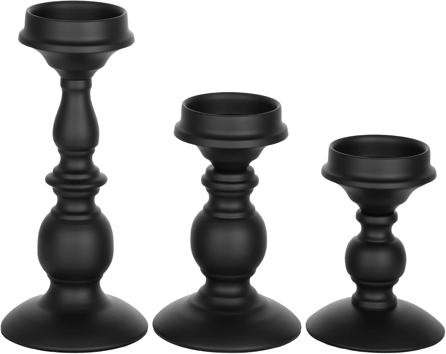 3 portavelas de hierro para velas de 5.36.89.1 pulgadas de alto, juego de portavelas perfumados negros, decoración retro de centro de mesa para
