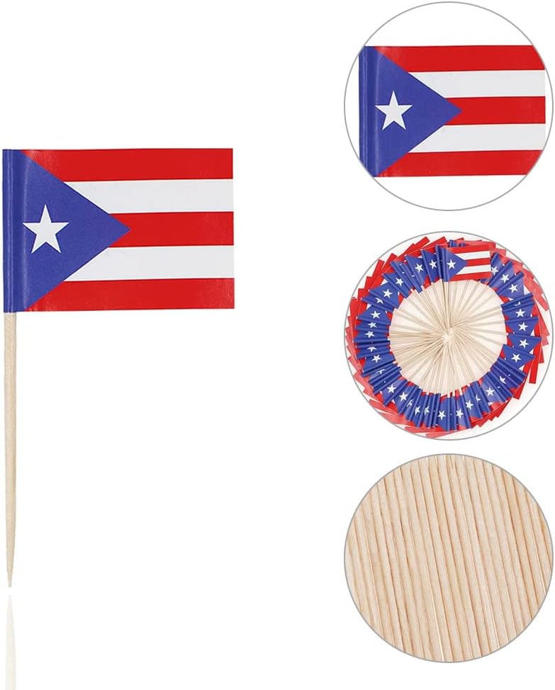 2 Cajas Mini Banderas de Palillo de Dientes (Puerto Rico)
