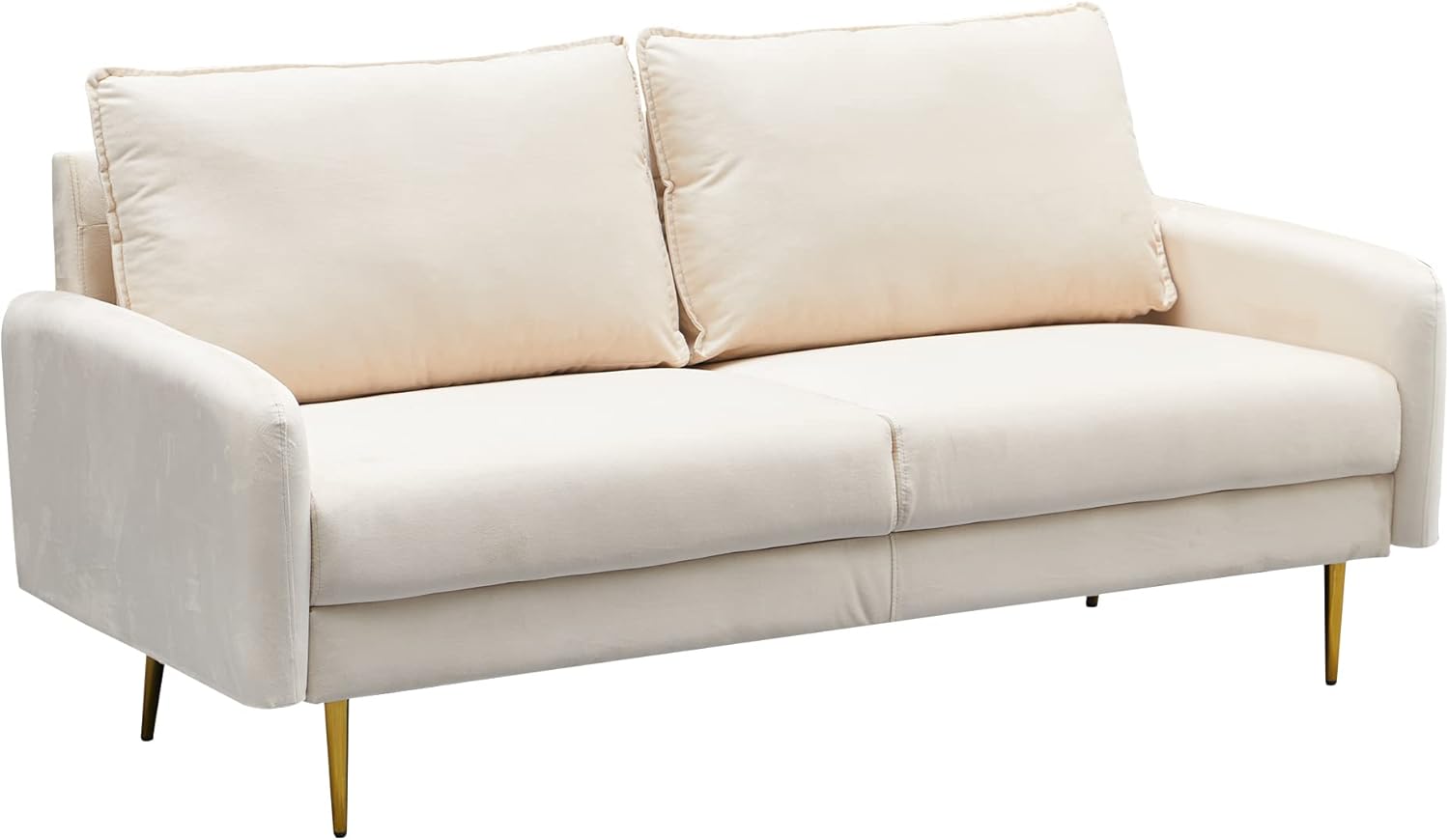 Sofá moderno de terciopelo con patas de metal para sala de estar, oficina, color beige