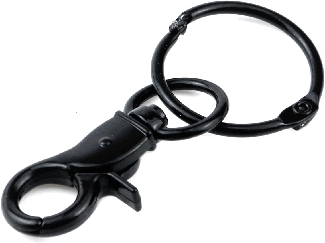 Semetall Juego de 10 ganchos giratorios negros a presión, mini ganchos de cordón con anillos de llavero para clip de cordón, llaveros, joyas,