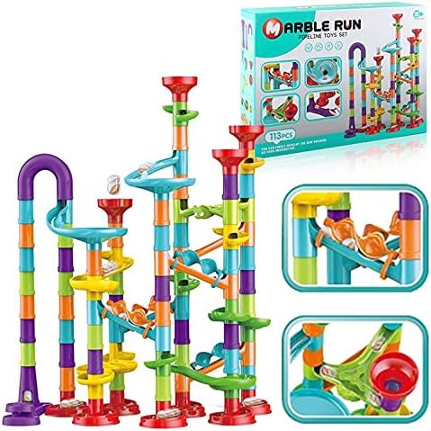 Fun Toys X 113 piezas Marble Run – Juego compacto de bloques de construcción, juguetes de aprendizaje STEM, juguete educativo de bloques de