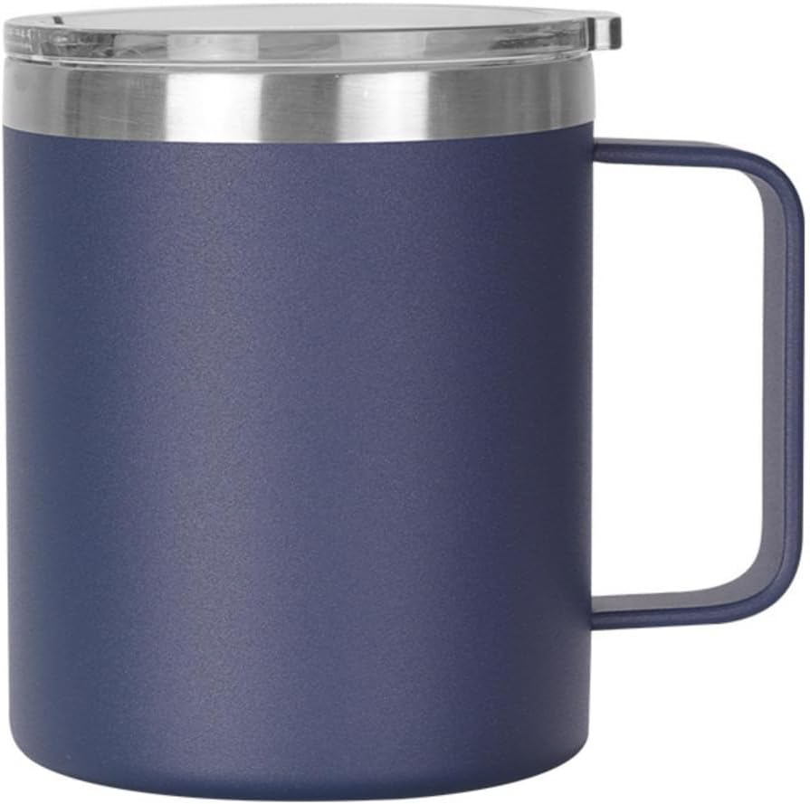 Gteller Taza de café de 12 onzas con asa, vaso de acero inoxidable de doble pared aislado Lowball que mantiene el calor y el frío (azul marino)