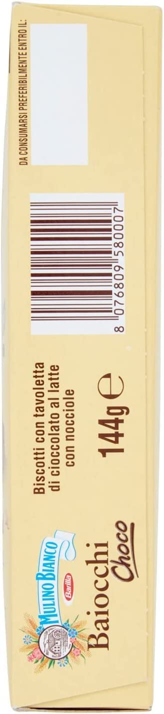 3x Mulino Bianco Baiocchi choco biscotti al cioccolato, frollini e tavolette di cioccolato al latte con nocciole, ottimi come merenda 5.08 oz