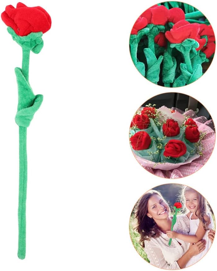 Zerodeko 2 rosas de peluche con tallos flexibles, ramo de felpa decorativa, hebilla de cortina para decoración del hogar, día de San Valentín,