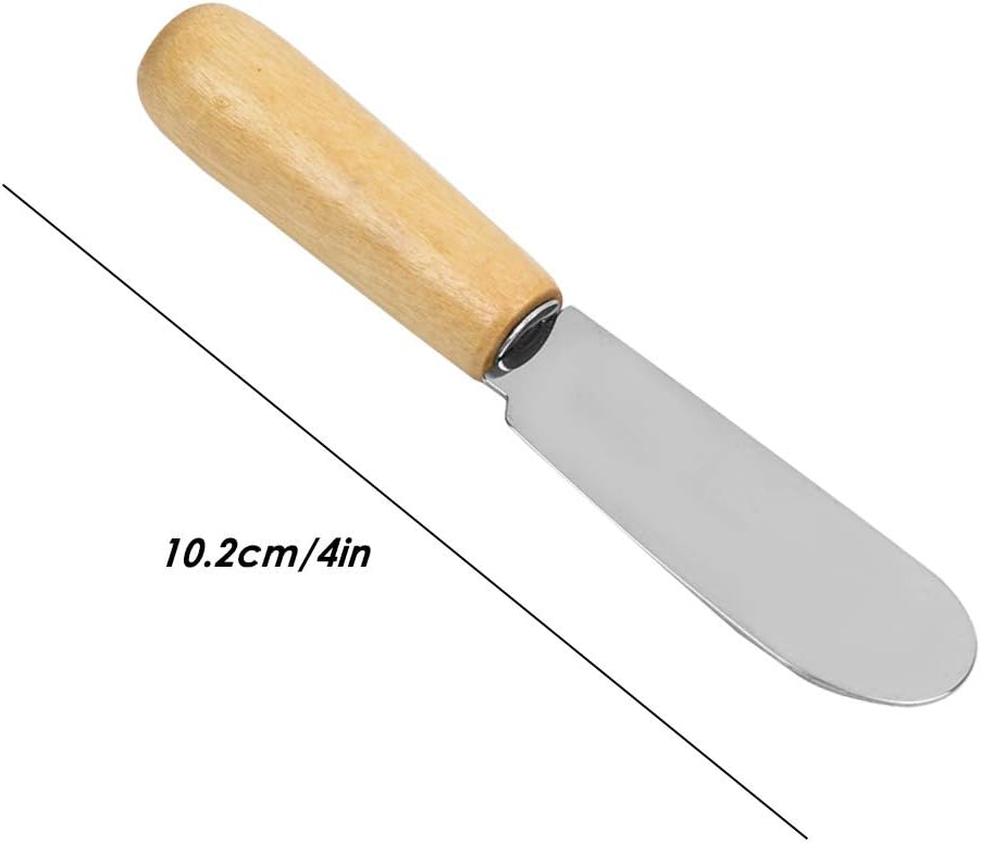 DaKuan Esparcidor de mantequilla con mango de madera, 4 pulgadas, cuchillos para condimentos de queso crema, juego de 6