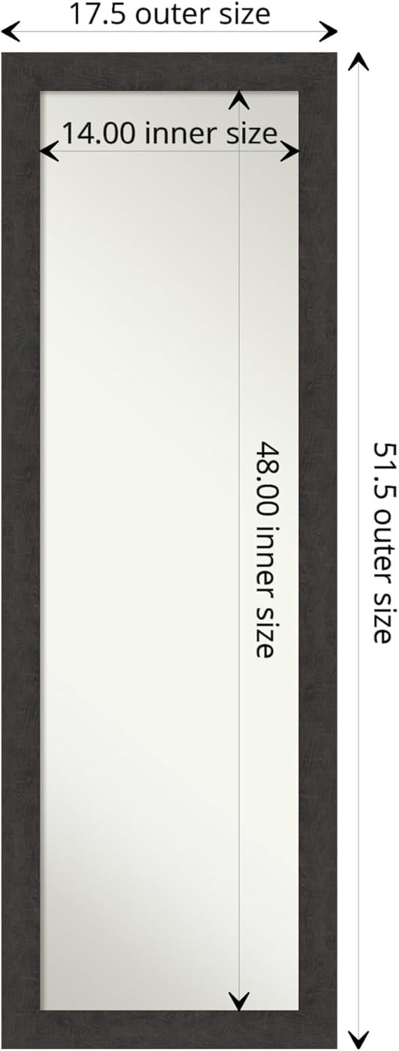Amanti Art Espejo de pared para puerta, espejo de longitud completa (51.5 x 17.5 pulgadas), espejo estrecho de cuerpo completo con tablones rústicos